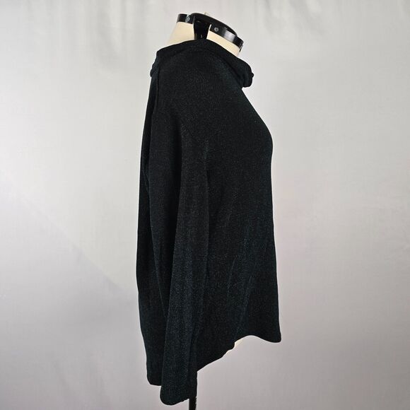Grace Sweater Women's 1X Cowl Neck Long Sleeve Dark Green Metallic NWT - Picture 2 of 8